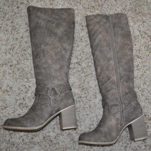 Womens Riding Boots Dolce Mojo Brown 7 Knee High Synthetic Leather Stack Heel - Picture 4 of 5